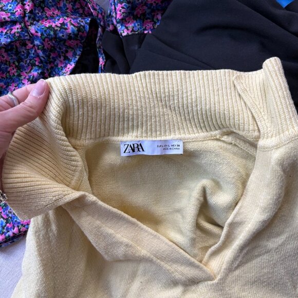 ZARA Women's Size Large Soft Feel Collared Long Sleeve Polo Knit Cropped Sweater - Picture 3 of 3